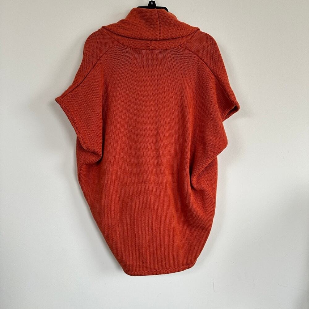 Pure & Co. Cocoon Knit Sweater Twist Knot Front V-Neck Shawl Collar S/M Orange - Picture 7 of 10